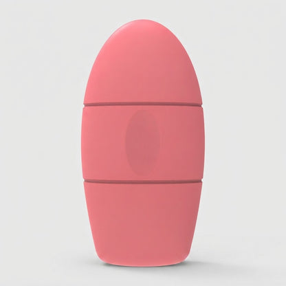 A pink, egg-shaped personal massager with a smooth matte finish, shown against a light gray background.